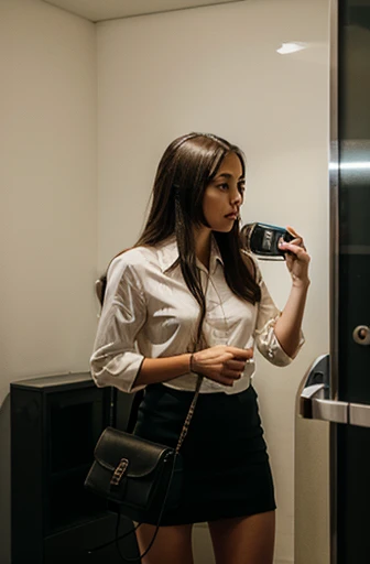 girl calling the intercom