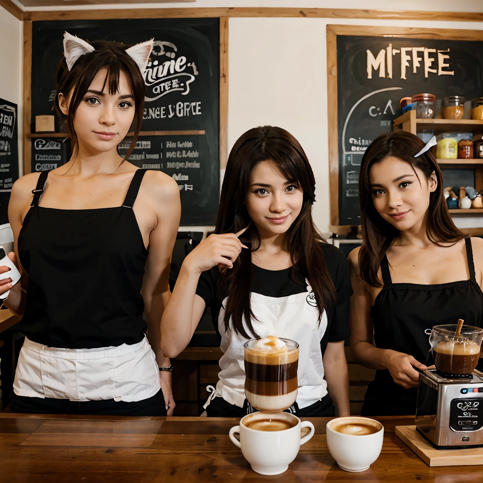 Three cats coffe shop anime