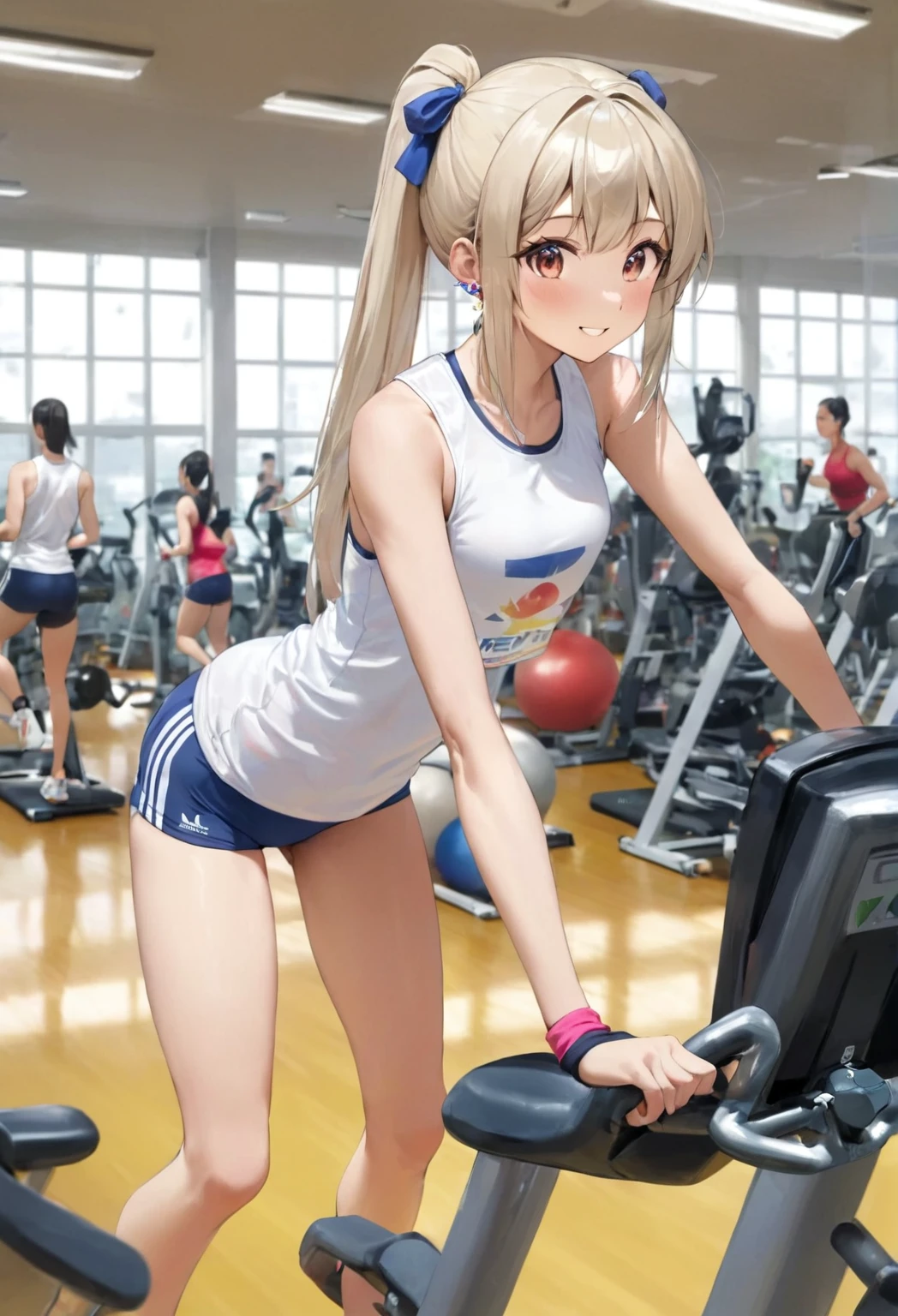 To create a high-quality Stable Diffusion prompt, based on the theme "Bimbo girl at the gym," I suggest the following prompt:

"(best quality,4k,8k,highres,masterpiece:1.2), ultra-detailed, realistic:1.37, vibrant colors, studio lighting, physiologically-based rendering, HDR, lovely bimbo girl lifting weights, toned athletic body, revealing workout attire, fashionable gym shoes, dynamic pose, sparkling earrings, perfect makeup, glossy lipstick, captivating smile, long wavy blonde hair, sculpted abs, toned arms, muscular legs, motivational gym environment, high-tech workout equipment, energetic atmosphere, gym mirrors reflecting her confidence, fitness trainer providing guidance, motivational quotes on the walls, gym logo in the background, empowering fitness atmosphere, bokeh lights adding a touch of glamour, inspiring fitness journey, intense focus, empowering workout session, surrounded by other gym-goers striving for their goals, determination, fitness inspiration, gym motivation, fitness-oriented lifestyle."

Please remember to convert the Chinese theme into English and format the prompt as one continuous string, separating each tag with a comma. Also, feel free to modify or add any details that you find appropriate to enhance the prompt's quality.