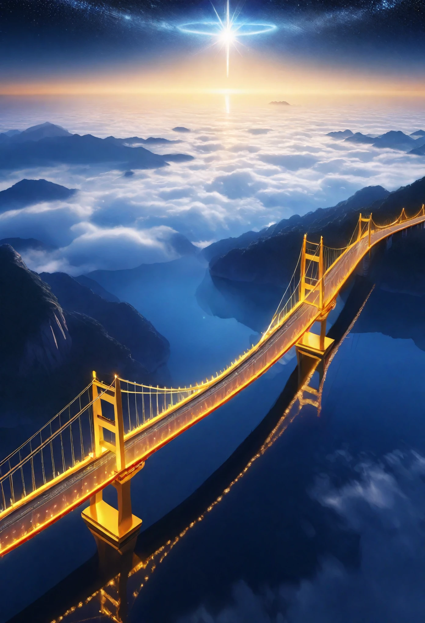 A celestial bridge stretching towards the stars, depicted in high definition with Goldeneast’s unique style.Every detail is meticulously perfected, exuding an aura of majesty and arrogance.