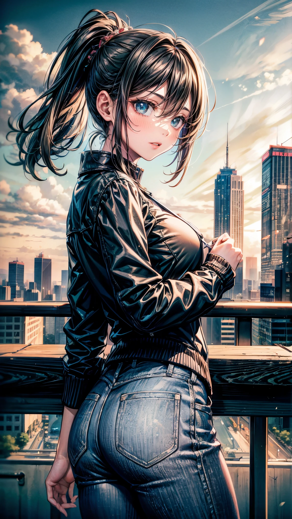 masterpiece,highest quality,Ultra high definition,Korean,Korean cityscape,Beautiful woman