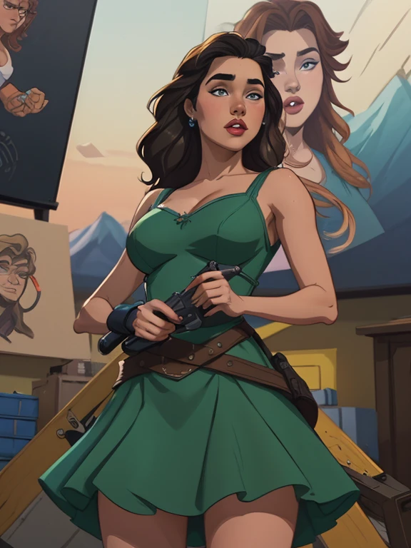 Personagem feminina armada com um .38 em estilo ocidental atompunk Fallout 4 Jennifer Connelly le com cicatrizes de guerra Imagem de desenho animado de uma mulher .Ilustra??o estilo desenho animado, estilo de arte dos desenhos animados, estilo de arte dos desenhos animados, digital illustration style, estilo atompunk design de personagens altamente detalhado, arte digital detalhada coragem, Forest fan art, Design de personagens de retrato, beautiful digital illustration, retrato de alta qualidade, Arte em quadrinhos, mulher jovem cabelo com transas lindas . Queen Anna of ArendelleBeautiful lined eyes Medium large bust and wonderful sexy clothes. image expression of sexual desire from waist to head illustration Queen Anne of Arendelle atompunk style Fallout 4 The perspective is from below, enfatizando a majestade e o poder da Gigante." armed with a 38 western style revolver with a 38 revolver in her hands a close up of a woman in a green dress with a sword, extremely detailed , Wlop Ross sorteios, sedutor elfo princesa cavaleiro, ashé, garota de armadura, girl of the zodiac knights, style Cartoon style digital illustration GTA style garota elfa, uma guerreira loira sexy, uma guerreira loira esmeralda, elfa, Ross Draws 1. 0, even model |Cartoon style digital illustration GTA style