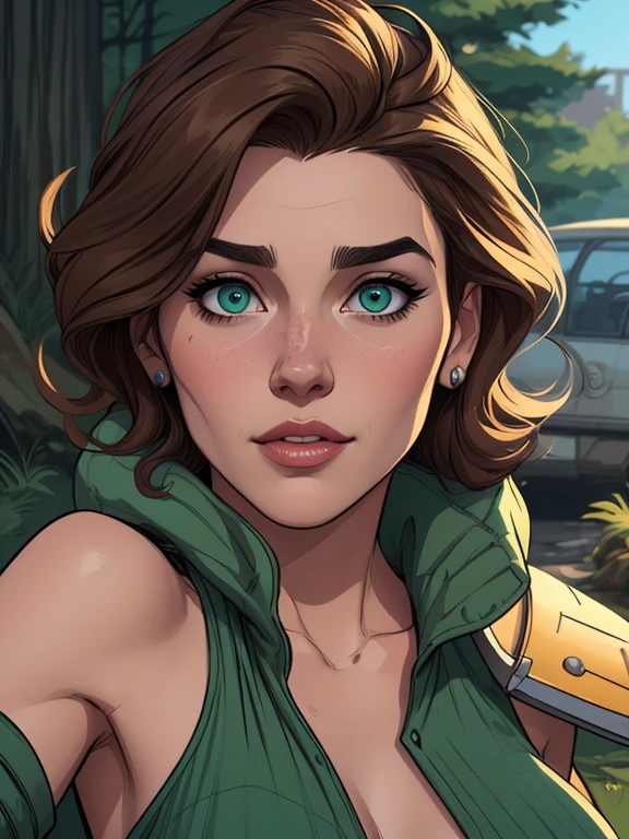 Personagem feminina armada com um .38 em estilo ocidental atompunk Fallout 4 Jennifer Connelly le com cicatrizes de guerra Imagem de desenho animado de uma mulher .Ilustra??o estilo desenho animado, estilo de arte dos desenhos animados, estilo de arte dos desenhos animados, digital illustration style, estilo atompunk design de personagens altamente detalhado, arte digital detalhada coragem, Forest fan art, Design de personagens de retrato, beautiful digital illustration, retrato de alta qualidade, Arte em quadrinhos, mulher jovem cabelo com transas lindas . Queen Anna of ArendelleBeautiful lined eyes Medium large bust and wonderful sexy clothes. image expression of sexual desire from waist to head illustration Queen Anne of Arendelle atompunk style Fallout 4 The perspective is from below, enfatizando a majestade e o poder da Gigante." armed with a 38 western style revolver with a 38 revolver in her hands a close up of a woman in a green dress with a sword, extremely detailed , Wlop Ross sorteios, sedutor elfo princesa cavaleiro, ashé, garota de armadura, girl of the zodiac knights, style Cartoon style digital illustration GTA style garota elfa, uma guerreira loira sexy, uma guerreira loira esmeralda, elfa, Ross Draws 1. 0, even model |Cartoon style digital illustration GTA style