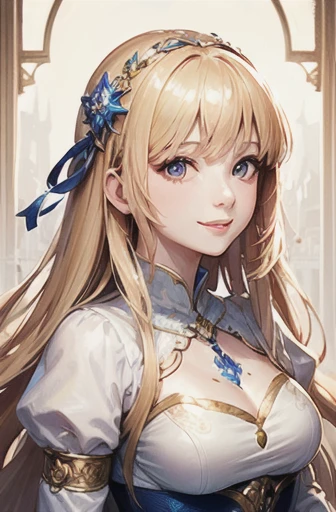 (masterpiece, highest quality, highest quality, Official Art, beautifully、beautiful:1.2), (1人のgirl:1.3), (Fractal Art:1.3),girl,beautiful,An innocent smile,Blonde,Long Hair,Princess,Smooth Hair,Noble princess dress,Sparkly hair accessories,Upper Body,I pray