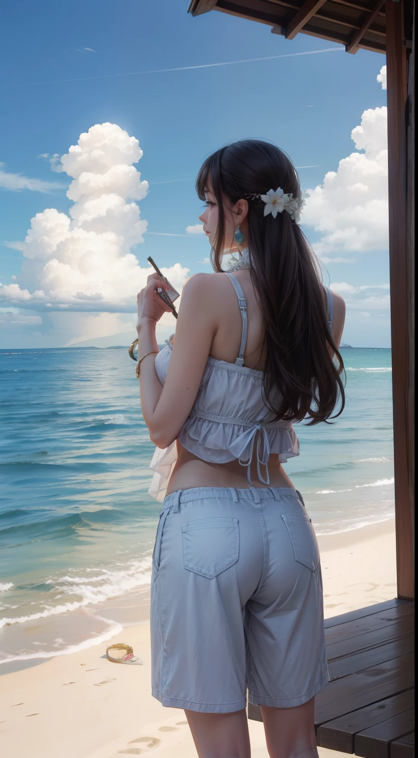 ((best quality)), ((masterpiece)), (detailed), 1girl, bent over, beach slut