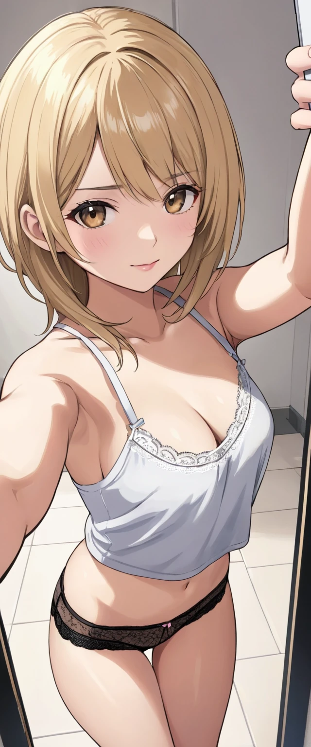 Marin Kitagawa, 1 chica, rubia, lingerie, a medio vestir, obra maestra, animado, Lowered trousers, Camiseta levantada, selfie