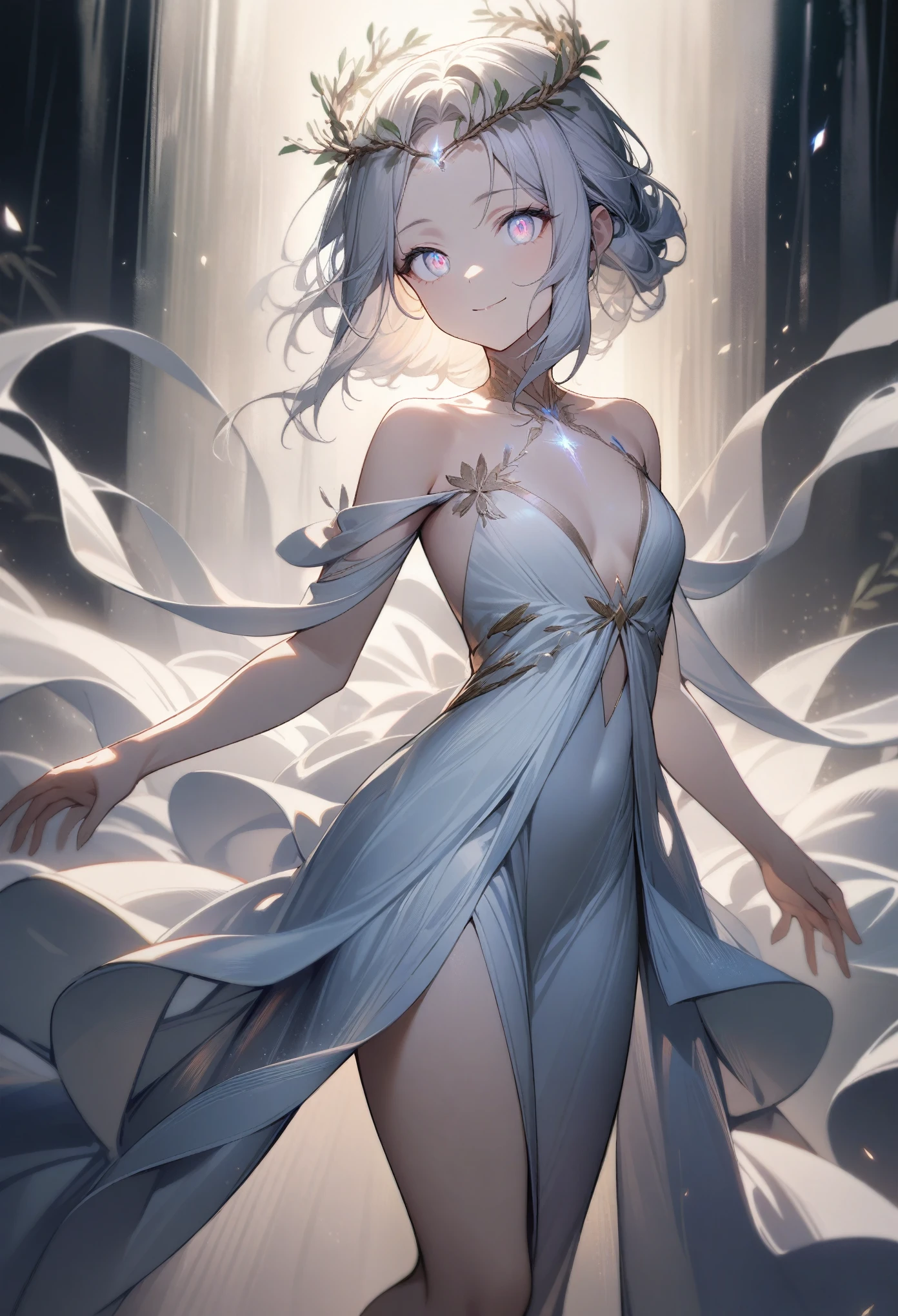 Sexy photo of the most beautiful piece of art in the world, illustartion, cinematiclight, Fantasy, hight resolution, topquality, Ultra Detailed, Best Quality, Masterpiece, (Detailed Face), Sexy mature woman wears a shirt and (torn) body complet (transparent galaxy) cloth coat, floating cloth, Choker, Glowing (Senior Crime Fantasy) Forest plants with neon details, open shoulders, tiny glowing butterfly, Barber Jewry, wearing a torn witch hat, (focus on body:1.25), night time, Small mutated animals in the background, torn miniskirt ,a potion on the hip, Shoulders, radiating magical energy, cameltoe, Dark, light reflection