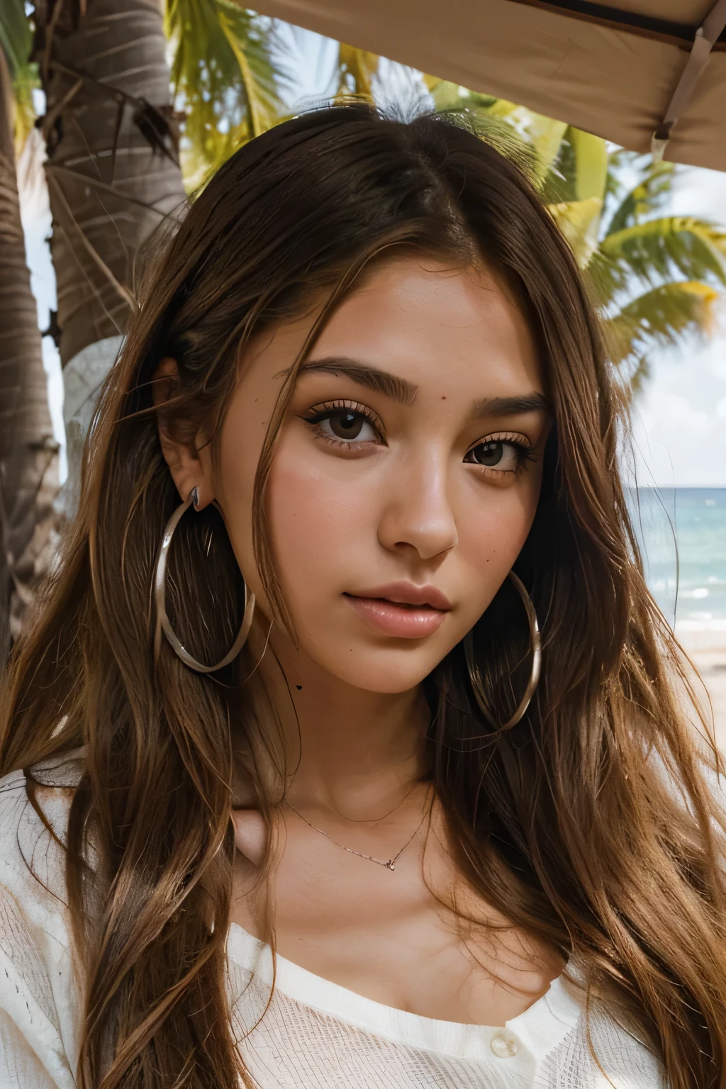 a blonde girl of 20 year portrait a woman with long brown hair wearing a red top and silver hoop earrings, flawless olive skin, violet myers, gorgeous latina face, portrait sophie mudd, gorgeous young model, jaw-dropping beauty, indian girl with brown skin, madison beer girl portrait, jaw dropping beauty, 2 4 year old female model, portrait of a beautiful model, extremely beautiful face on the beach