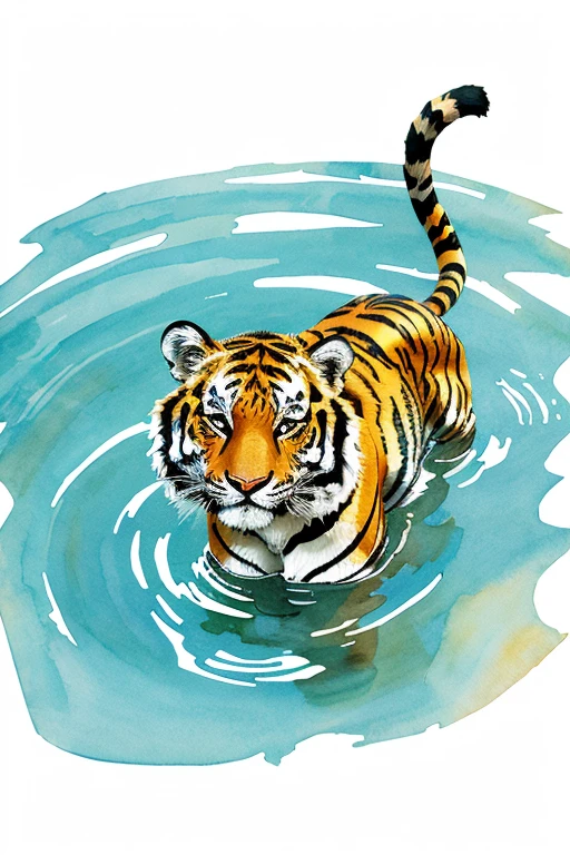 tiger clip art with water color design with good lighting and transparent background