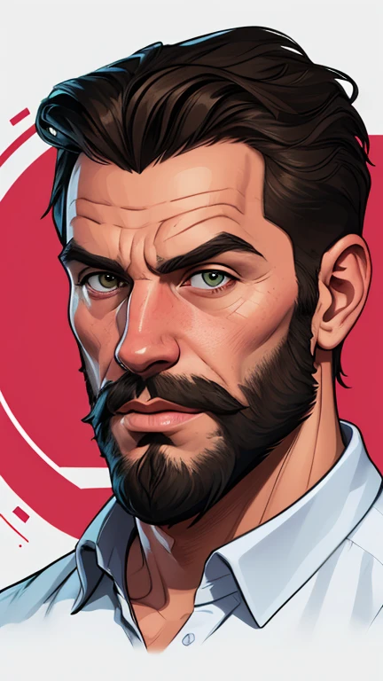 there is a man with a beard and a beardless shirt on, grosso, O cara, arte digital. @Cartoon style digital illustration GTA style, solo portrait 🎨🖌️, Corpo do pai, photorealistic de arte, commission, commission for high res, arte masculina, estilo de arte realista, detailed Admirador de arte, highly detailed exquisite Admirador de arte, Admirador de arte, musculoso, de arteCartoon style digital illustration GTA style