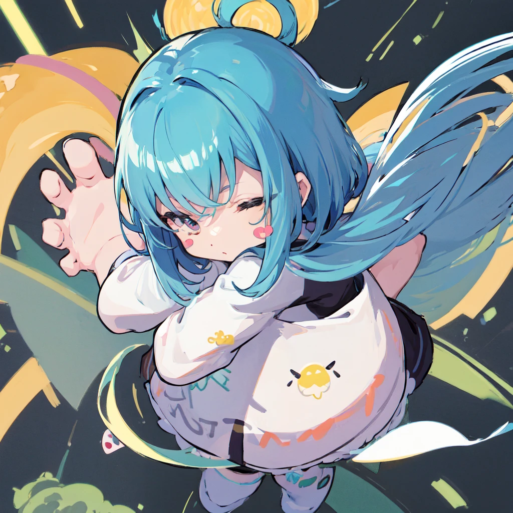 (Stickers: 1.5), Simple Flat Background, Xenoblade, Homura, Hikari, Chibi Chara, Solo, Full Body