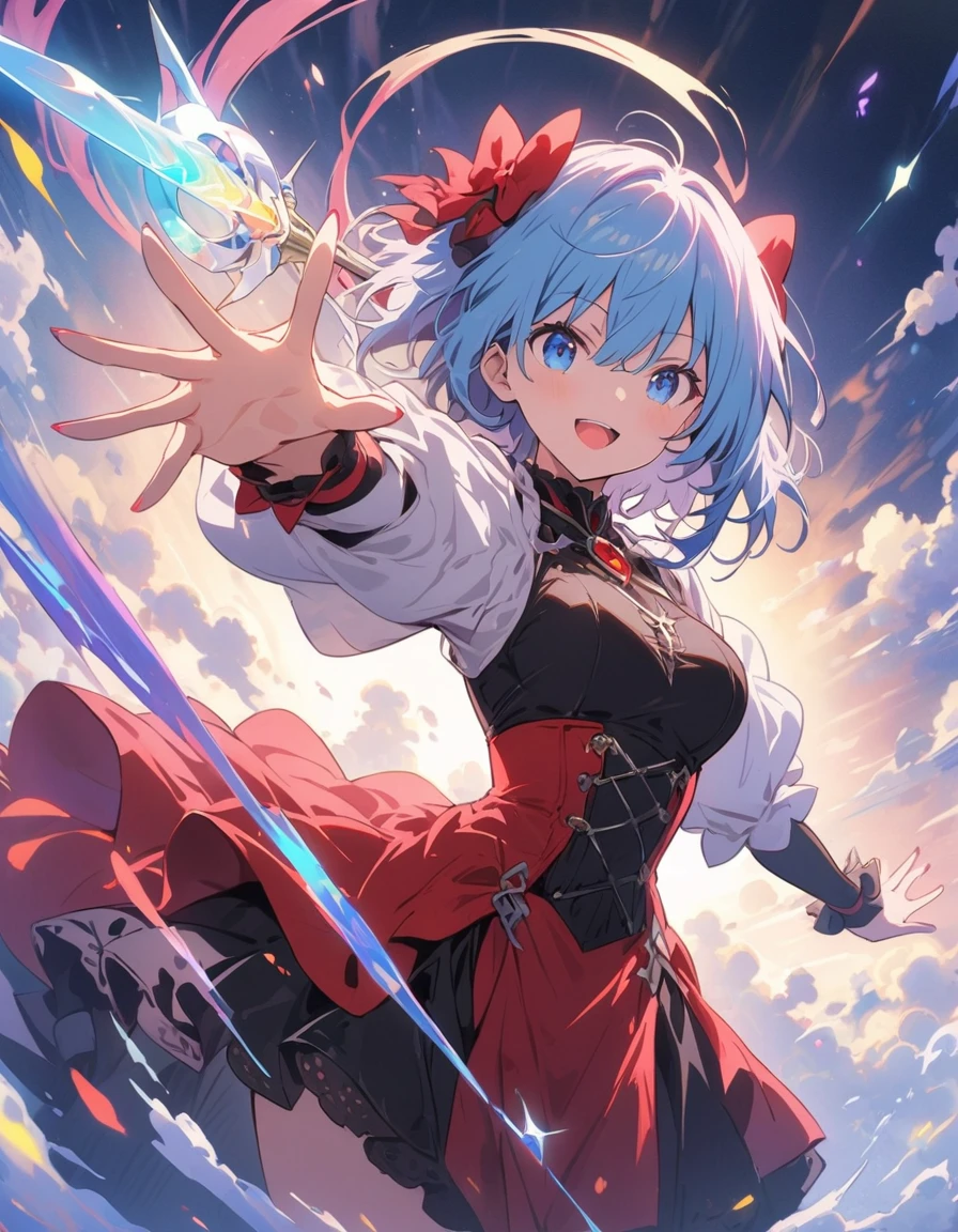 (masterpiece, highest quality:1.4), {(Brother and sister:1.8、Handsome Men and Beautiful Women:1.4)、(1 boy)、(1 girl)、背中合わせのBrother and sister、(Rapier in one hand)}、(美しいdetailedなデザインのレイピア)、(Stylish fantasy costumes)、Cinematic Light, colorful, High Contrast, an epic fantasy、Epic Battles、joint struggle、flash、(highest quality、masterpiece、High resolution、detailed)、animeスタイル、Flat Style、(eyes shining iridescent colors illuminated light,、detailedな美しい顔), BREAK,extremely detailed、floating, (High saturation), Dynamic Angle、anime