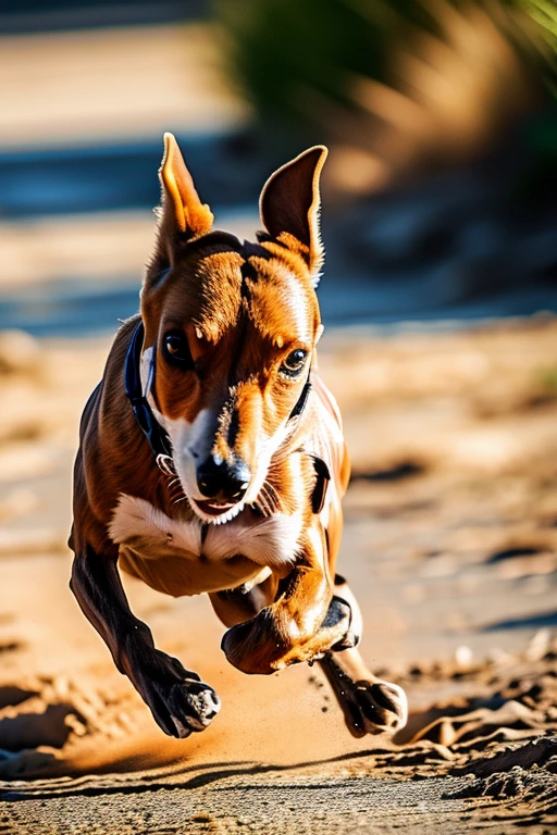 Tick running towards dog,The dog looks surprised,bright afternoon,