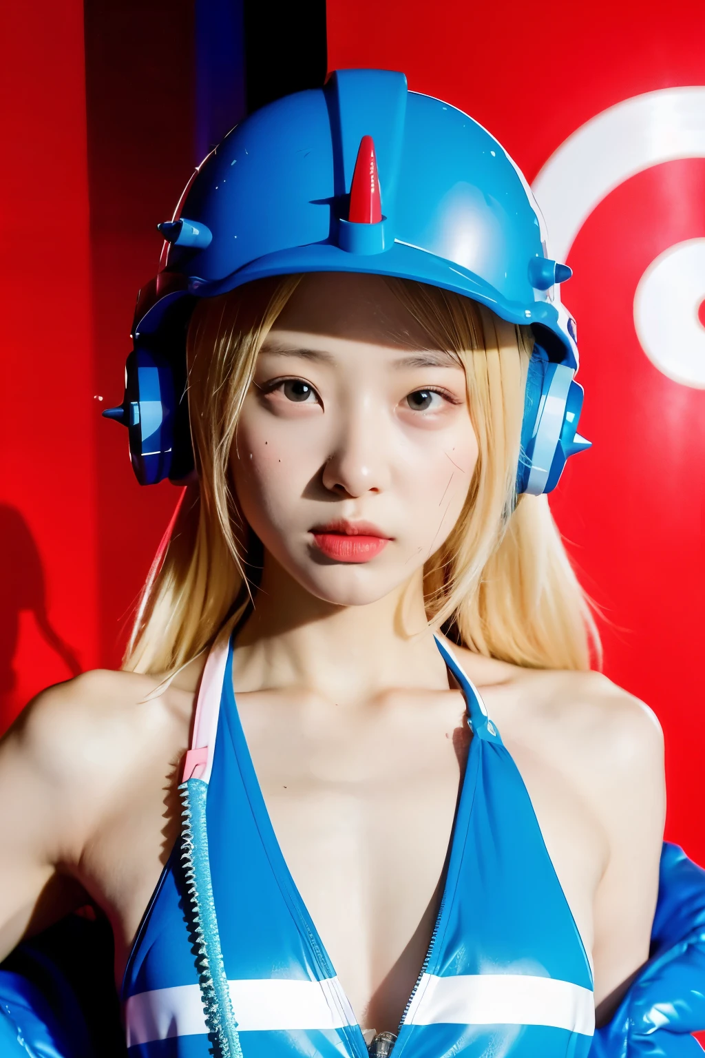 whole body whole body whole body Lifeguard beauty Blue helmet, helmet with red spikes, pink life jacket only yellow goggles