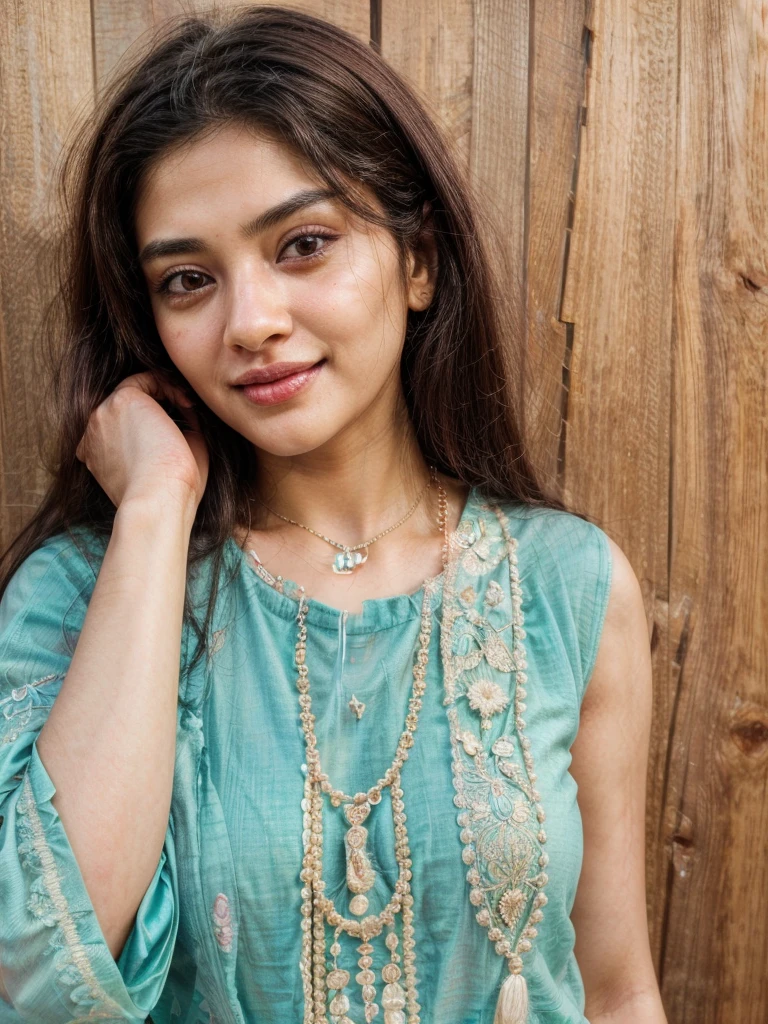south asian facial features. girl. Should look very beautiful. pretty. Highly detailed and hyper realistic. The skin texture should be highly detailed and extremely accurate. thick black hair and brown eyes. Face must be accurate. Highly detailed face and facial features. Extremely accurate representation of face and facial features. Face should be highly detailed and hyper realistic. Every thing from the body should be extremely perfect and realistic. hyper realistic. Skin texture is natural and realistic. Face is realistic and extremely detailed. Eyes are detailed and accurate. Highly accurate. eyes should be realistic and accurate. hyper detailed. perfect details. realistic proportions. hyper realistic skin texture. smiling. black eyes. eyes are black.