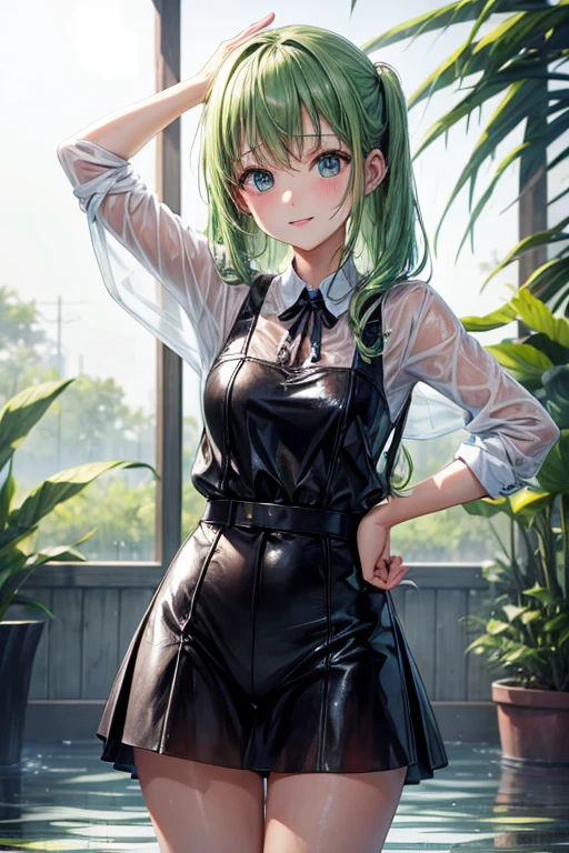 Cute girl woth wet chlothes posing