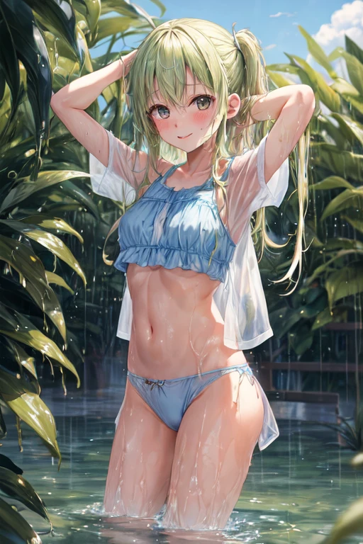 Cute girl with wet chlothes