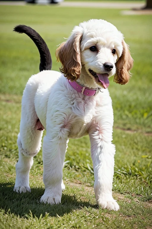 poodle, puppy, 3, lawn park, running around,cute