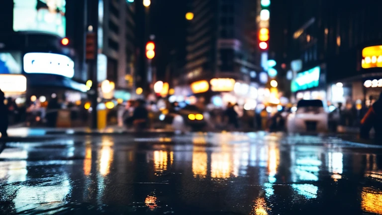 highest quality,Attention to detail,4K,Tokyo Night,Shibuya,Scramble crossing,rain,