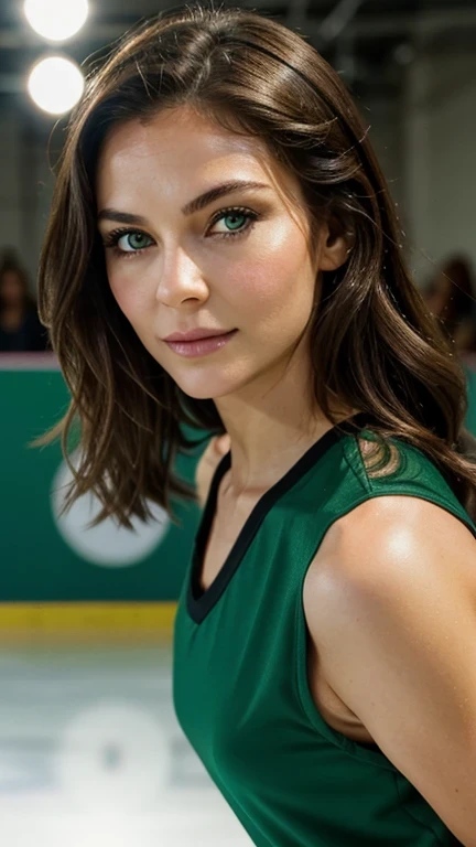 brunette women between 25 and 30 years, green eyes, make up, natural, inline skating, natural face, kein Maku up, not artificial