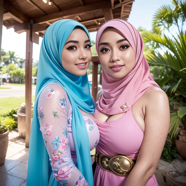 (((NSFW Girlsis naked and nude, pink tit's))), Realistic, 3 malay girls, hijab, face enhancement, face extra large zoom, selfie, look up, stare at me, cleavage emphasis, smile, sit on bed, wear pastel color Lace Satin Cami Night Dress, Aesthetics of the female body in hijab, Serene setting, Sunlight filtering through leaves, Beautifully detailed clothing, intricate hijab patterns, Cultural immersion, Ethnic diversity, Feminine elegance. 3D Octane rendering, ray tracing, super detailing viewer, close-up.Malay girl with hijab, Eye makeup (((highest quality)), (super detailed), 2 girls, (iridescent hair, colorful hair, half blue and half pink hair: 1.2), (Gorgeous Malay Girls: 1.2), outdoor, bangs, smile, sky blue eyes, perfect hands, perfect hands, hand details, corrected fingers. Earrings, big breasts, high quality, ultra detail, 8k, action pose, cinematic lighting, lot of smoke effect, dramatic action, fighting pose, style raw, 35mm lense, low angle Shot, Deep Focus cinematography effect, Natural Lighting, cool-toned color grading, high quality, ultra detail, 8k resolution, using Canon EOS C700, Best quality, high resolution, Masterpiece: 1.3, Beautiful Malay hijab girl, Masterpiece, Soft smile, Realistic, Charming eyes, Glowing eyes, Parted lips, Modest attire, Malay traditional hijab, graceful figure, Aesthetics of the female body in hijab, Serene setting, Sunlight filtering through leaves, Beautifully detailed clothing, intricate hijab patterns, Cultural immersion, Ethnic diversity, Feminine elegance. 3D Octane rendering, ray tracing, super detailing viewer, close-up.Malay girl with hijab, Eye makeup (((highest quality)), (super detailed),