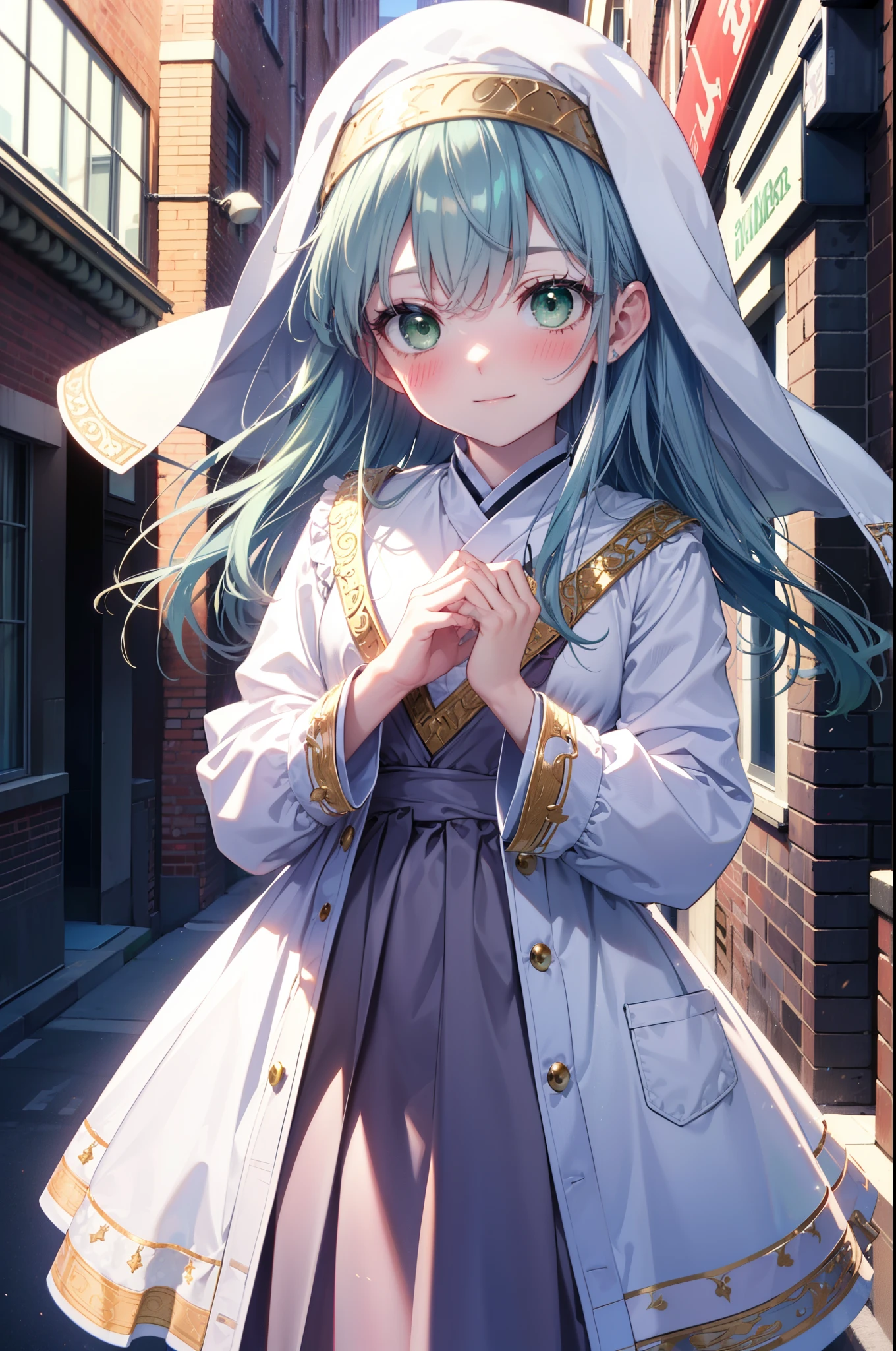index, index, (Green Eyes:1.5), Silver Hair, Long Hair, (Flat Chest:1.2),smile,blush,Embarrassing,Upper Eyes,High school girl's summer uniform(Blue Sailor Summer Uniform),Yellow pleated skirt,Black pantyhose,Brown Loafers,rain,cloudy,屋根がある建物でrainから隠れる,rain宿り,Puddle,evening,cloudy空,
break looking at viewer, Upper Body, whole body,(Cowboy Shot:1. 5)
break otdoors,In town,Building district,
break (masterpiece:1.2), highest quality, High resolution, unity 8k wallpaper, (figure:0.8), (Beautiful fine details:1.6), Highly detailed face, Perfect lighting, Highly detailed CG, (Perfect hands, Perfect Anatomy),