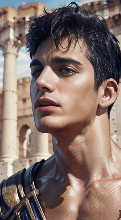 (8K, RAW photo, Highest quality), (full-body shot:1.3), (tall guy:1.4), (blue eyes:1.4), 25 years old, white pale skin, (brown messy hair:1.6), (roman gladiator:1.8), (colosseum:1.4) (:1.7), (roman shield:1.4), (pale skin:1.1), (dark place:1.6), (spooky:1.5), (((horror.1.9))), (evil:1.7) Realistic, (((full naked))), Exposing Penis, (((1 perfect Penis : 1.3))), 1 amazing Penis, (((1 nice Penis:1.2))), 1 beautiful Penis, 1 great Penis , 1 male Penis, male Genitalia, Full Body, handsome man, frontage, Intricate details, Extremely detailed eyes and eyelashes, Muscular male, Manly, masculine, Soft lighting, Cinematic lighting, Portrait, Exposing the pectoral muscles, male model, muscular, ripped, defined body, Digital SLR, hyper qualit, Fujifilm XT3, Crystal clear, 8K UHD, High detail, Ultra photo realsisim, haar, ((Realistic skin), ((pores)), ((high detail skin)), volumettic light, groin, far, complex 3D visualization, high detail, 1 handsome young man (nsfw) looking at the viewer (Pureerosface_V 1:0.6), pure, genuine human skin , (bare chest), muscles, vivid details, hyperrealistic, beautiful background, octane rendering, best quality, masterpiece, extremely detailed, computer graphics, unity, wallpapers (realistic, photorealistic: 1.37), stunning, fine details, masterpiece, best quality, official art, extremely detailed CG unity 8k wallpapers, (((Full Body))), ((Correct body structure)), (((Correct dissection))), (((Depth of field:1.5)))