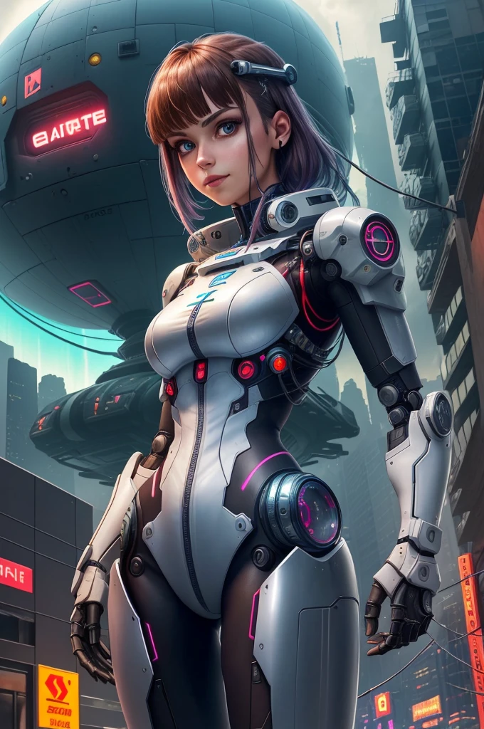 masterpiece, 1 beautiful girl, Detailed eye, Swollen eyes, top-quality, 超A high resolution, (reality: 1.4), Movie Lighting, very extremely beautiful, Beautiful skins, A slender, Forward-facing body, (A hyper-realistic), (hight resolution), (8K), (ighly detailed), ( Best Illustration), (beautifully detailed eyes), (ultra-detailliert), Detailed face, Bright lighting, Professional Lighting、the most beautiful and sexy cyberpunk girl, orange hair, green eyes, beautiful skin, wearing incredibly detailed futuristic cyberpunk battle armor, huge enormously gigantic , cleavage showing, tons of tattoos and piercings, in hyper futuristic city metropolis, cherry blossoms blowing in the wind, incredibly cinematic, incredibly perfect masterpiece, high quality, high resolution