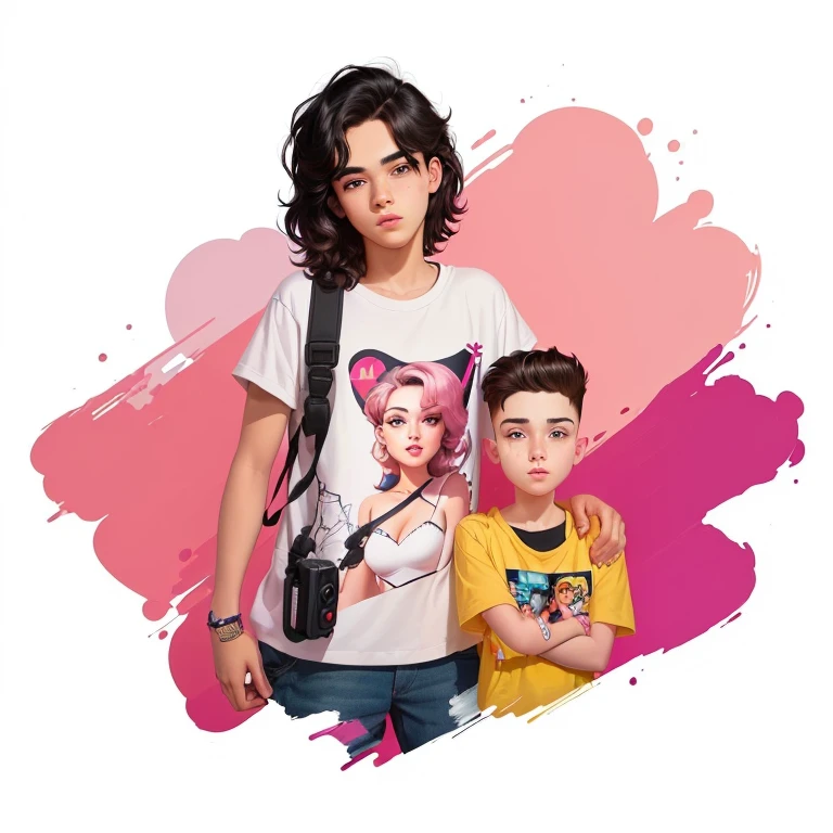 digital drawing, 4k, Comic Babes, there is a woman and a boy together with a camera, Cartoon style illustration, album art, cartoon art style, high quality portrait, generation z, cartoon art style cartoons, digital art. @mariomaniacdude, portrait of two people, boy and girl, in digital illustration style, realism artistic style, charli bowater and artgeem, cartoon digital painting