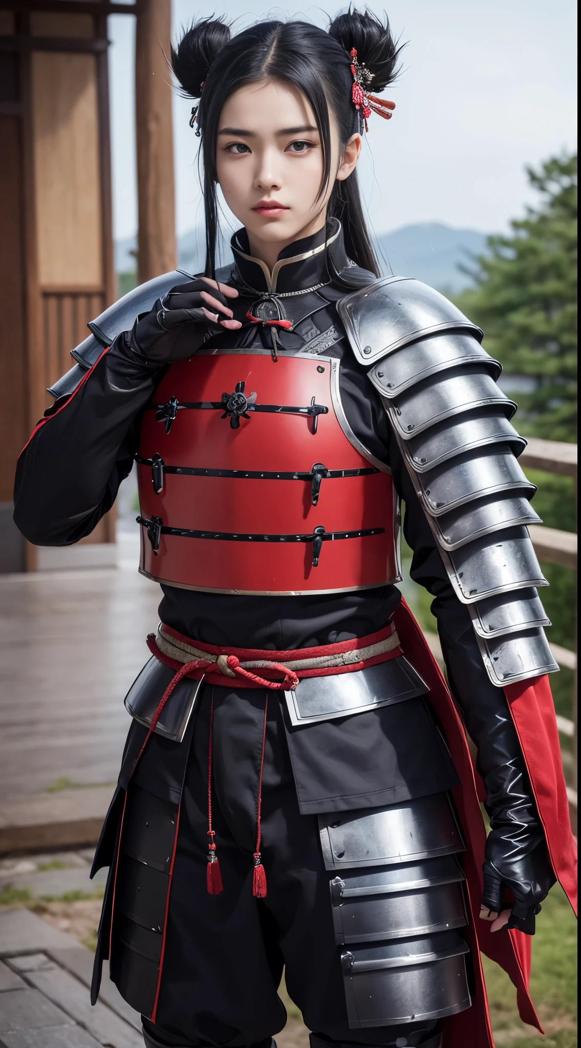 (((32k,high detal,high-detail、masterpiece,Attention to detail,full body Esbian,solo,1man))),Raw photo & realistic atmosphere,beautiful dark blue eyes,Detailed mouth,Detailed eyebrows,Shine in every detail,Eyes drawn in detail、Very beautiful eyes with azure eyes,Detailed lips、Infinite reality, ,Brave samurai of the Sengoku period, bulky17-year-old beautiful boy,Samurai of the Sengoku period of Japan,My face is extremely flushed.,Tremendously beautiful17-year-old Sengoku samurai beauty boy,(youthfulness,Piercing sad eyes,Serious beautiful look,Armor samurai of the Sengoku period,Sengoku armor,Armor of the Warring States Period,Black shiny hair,Chonmage,showing your whole body,Detailed crisp armor,Beautiful luxurious Sengoku armor,Armoured pockets,torso,small hand,Sandals,Shoulder to shoulder,Sengoku Warlord,Sengoku Daimyo,A beautiful boy strongly influenced by Ranmaru Mori,Image of the whole body turning red and black,Beautiful face like a girl:1.6),(The whole body is wet from the rain,Red-black liquid on the face,Red-black liquid on lips,Red-black liquid on armor:1.8)