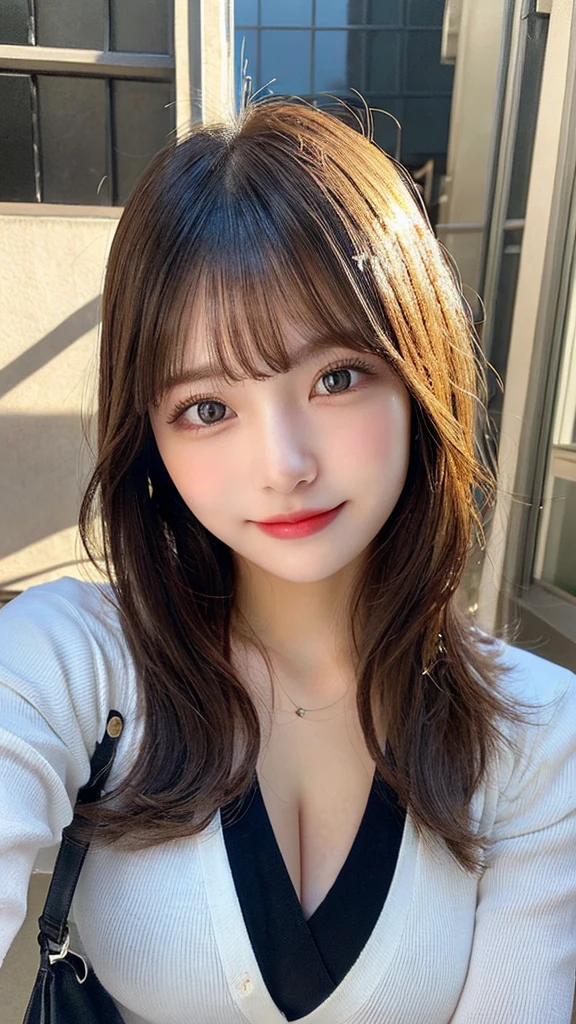 highest quality, shape, Very detailed, finely, High resolution, 8k wallpaper, Perfect dynamic shape, Beautiful and detailed, Summer clothes,Medium Hair,Natural color lip,smile,20-year-old girl、Midnight、Beautiful and elaborate face、Perfect and beautiful face、Slim face and figure,spread your arms wide,Big eyes,Take a photo with your face raised from below your knees、Small face、Beautifully detailed face、Perfect and beautiful double eyelids、Big cleavage、Long, slender legs、One Woman、gravure、Watching the audience、stroll、bedroom、full body、sea