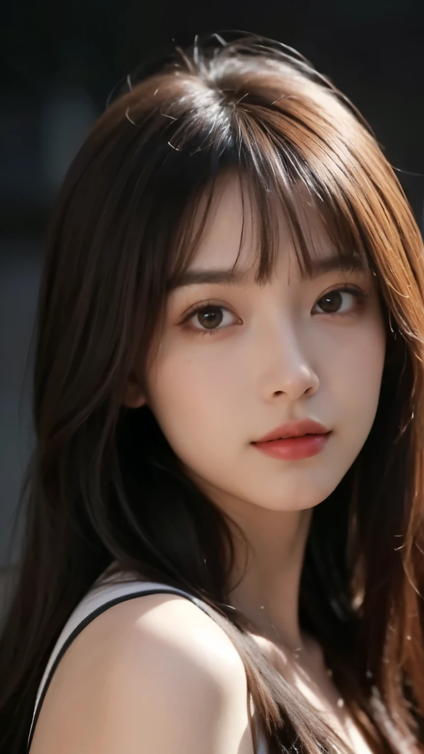 (Surreal), (shape), (Increased resolution), (8k), (Very detailed), (Best shape), (Beautiful and detailed), (highest quality), (Very detailed), (masterpiece ), ( wallpaper), (Detailed face), alone, 1 girl, Looking at the audience, The finer details, In the Dark, Deep Shadow, Inconspicuous key, Pure erotic face ace_v1, smile, Straight long hair, Black shawl , 46 point diagonal bangs,Ample breasts