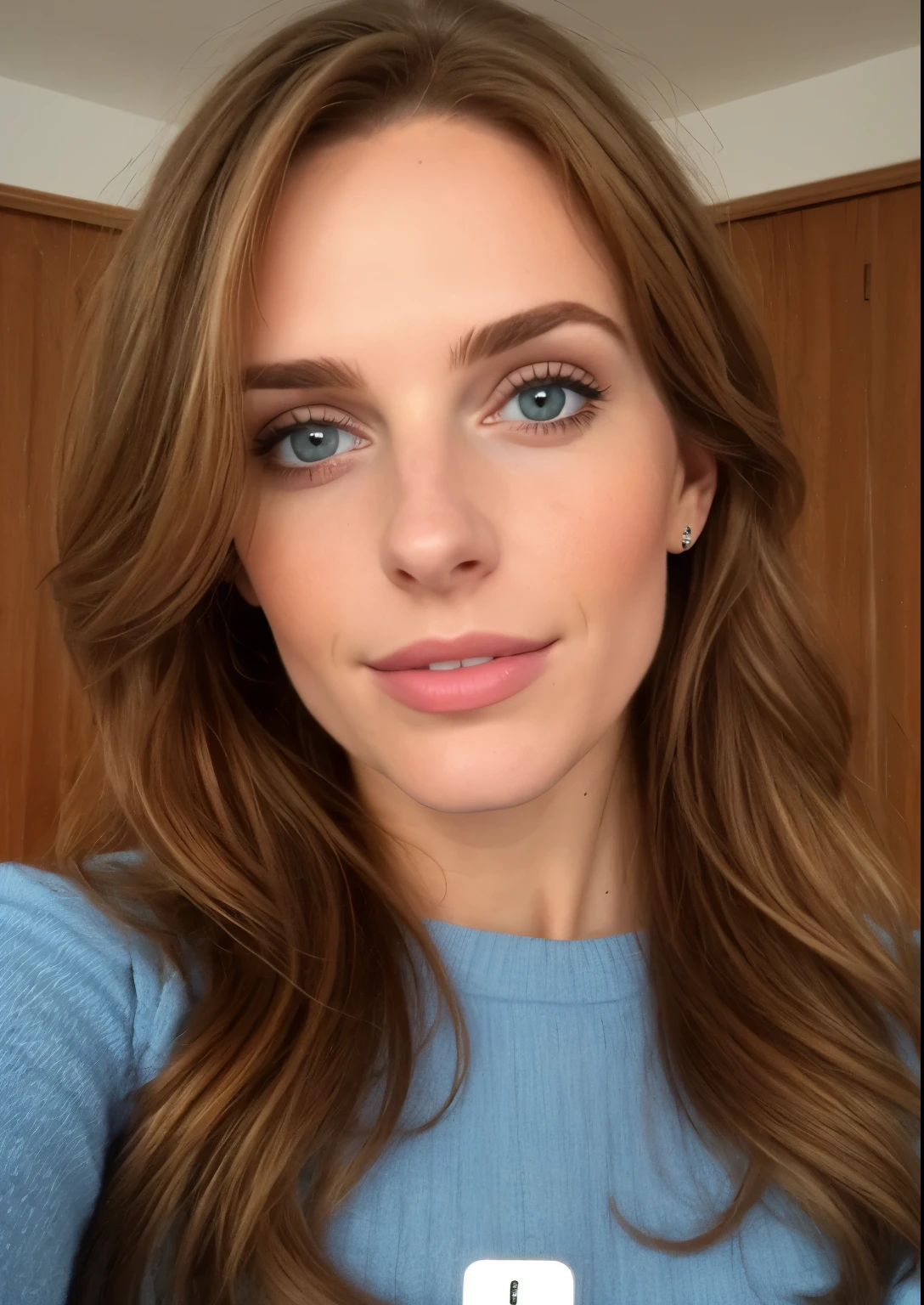 un selfie d&#39;une jolie jeune femme, prise avec l&#39;appareil photo de l&#39;iPhone