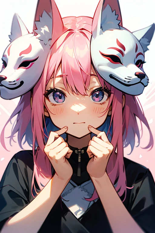 Fox Mask、Show your face、Pink Hair、Festivals、cute、yukata、Put your hands forward、「Are you okay？」That&#39;s how it feels.