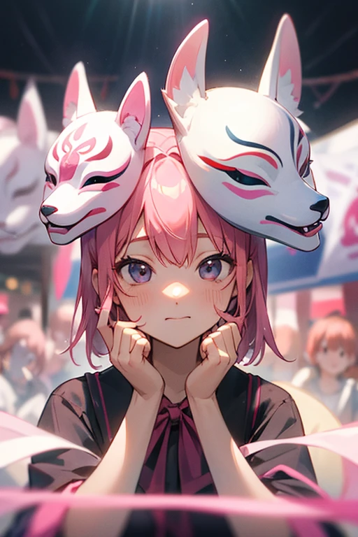 Fox Mask、Show your face、Pink Hair、Festivals、cute、yukata、Put your hands forward、「Are you okay?」That's how it feels.