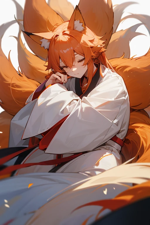 Fox Ears、Nine-Tailed Fox、Trying to cover his ears、Panic、Awawa、I'm in a hurry、I should have hidden it.、cute、Pink gradient long hair、