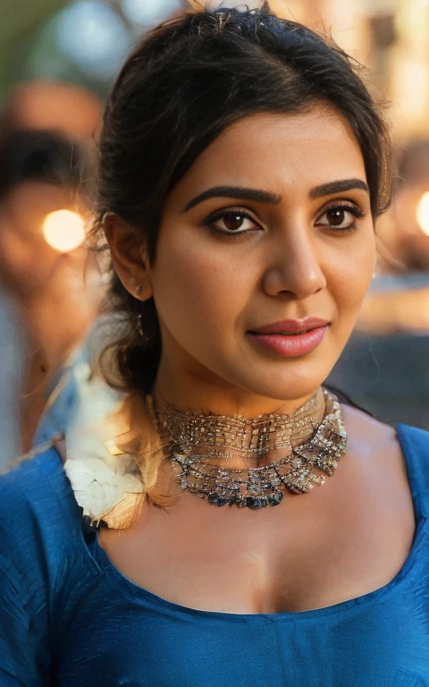Samantha ruth prabhu ,a closeup full body photo of a woman, long shaggy hair, (((bikini swim wear))), pronounced feminine feature, busty, [shaggy hair], flirting with camera (((ultra realistic))), 33 year old face, sexy navel and cleavage, photo realistic,busty, looking at viewer, fleshy body, milky, black hair