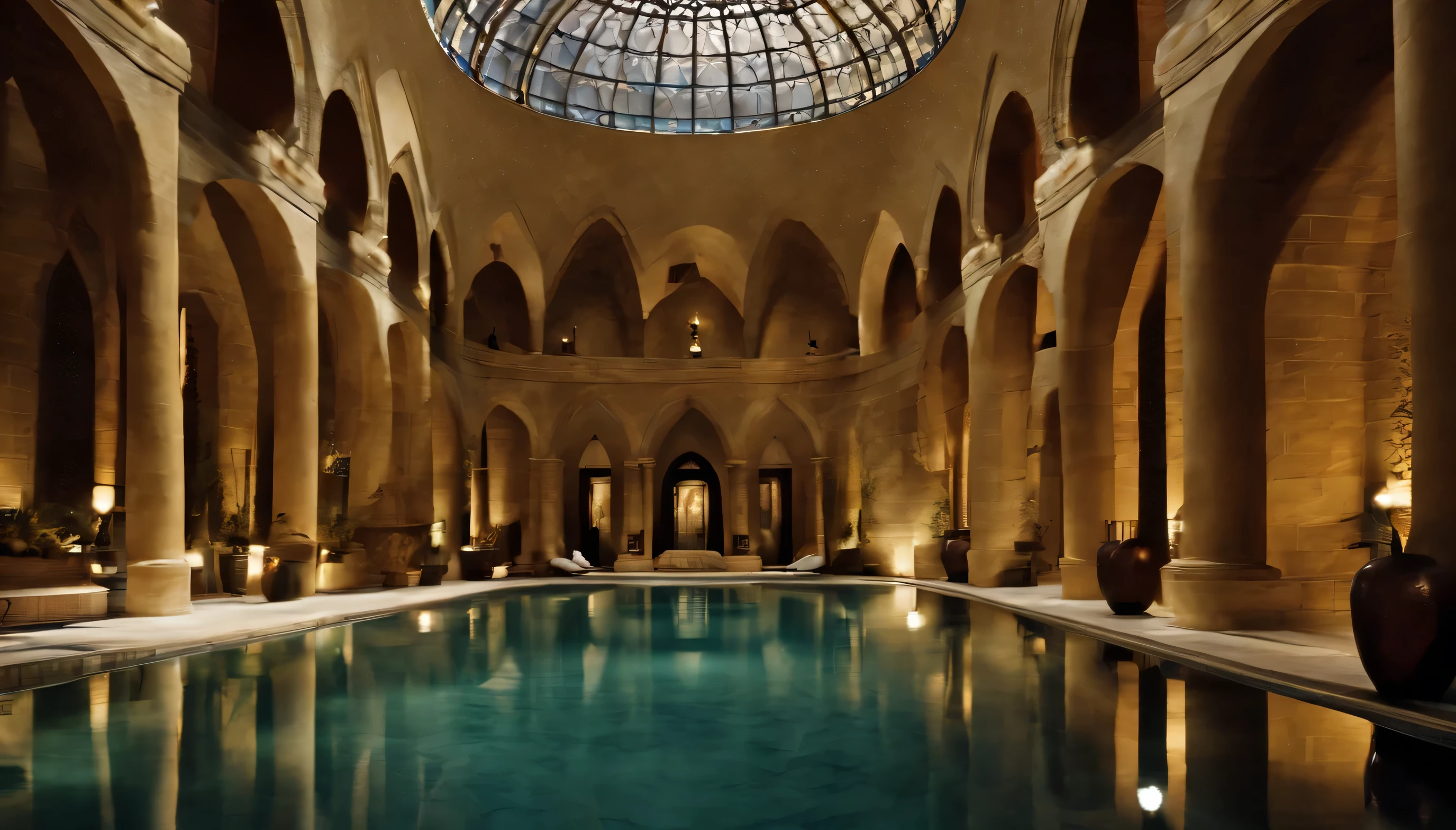 Thermae、indoor、wide、luxury、Pool、marble、city、middle ages、unmanned、Solemn