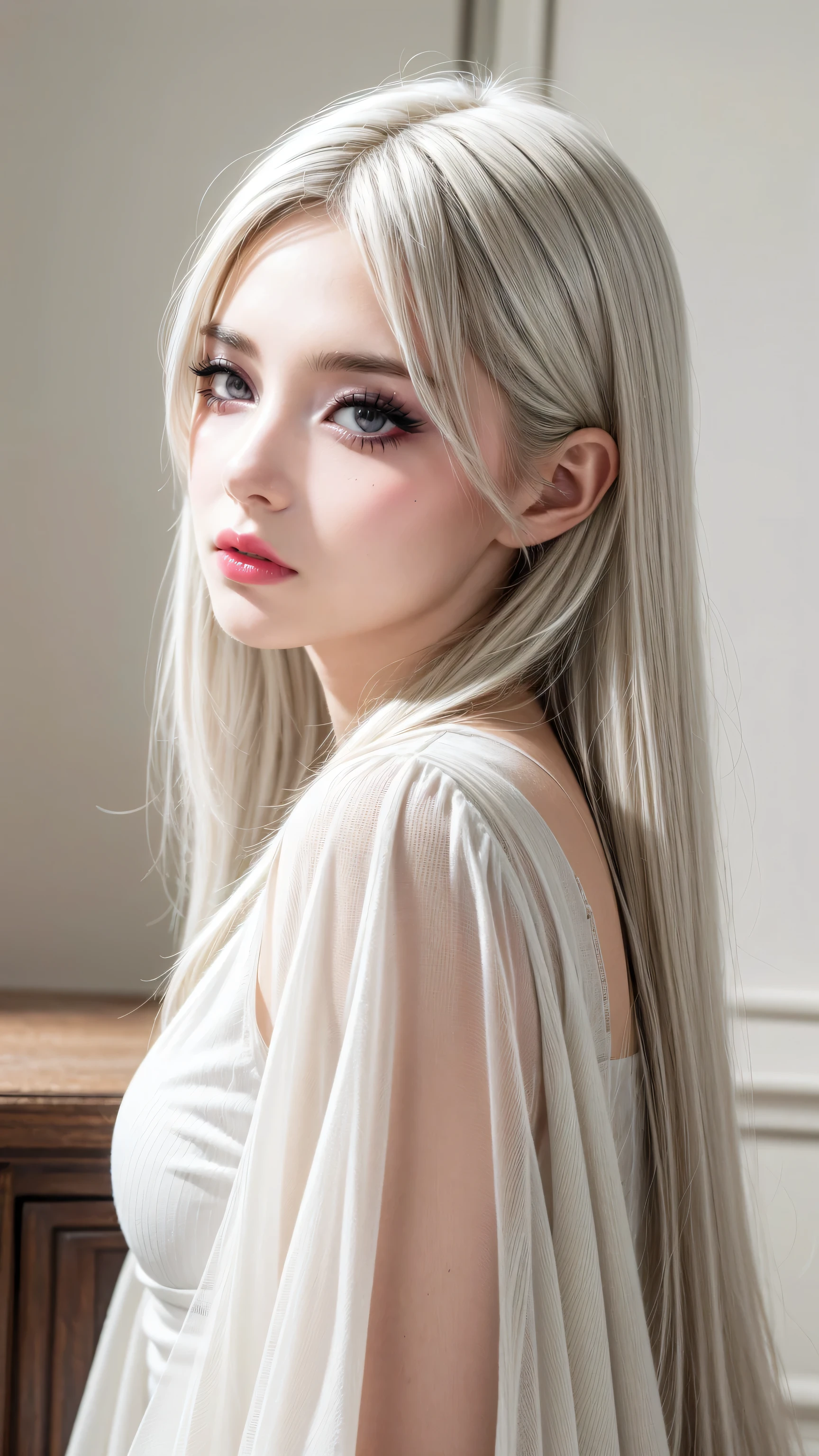 masterpiece, best quality, Super detailed, illustration,, 1 Girl, white hair,