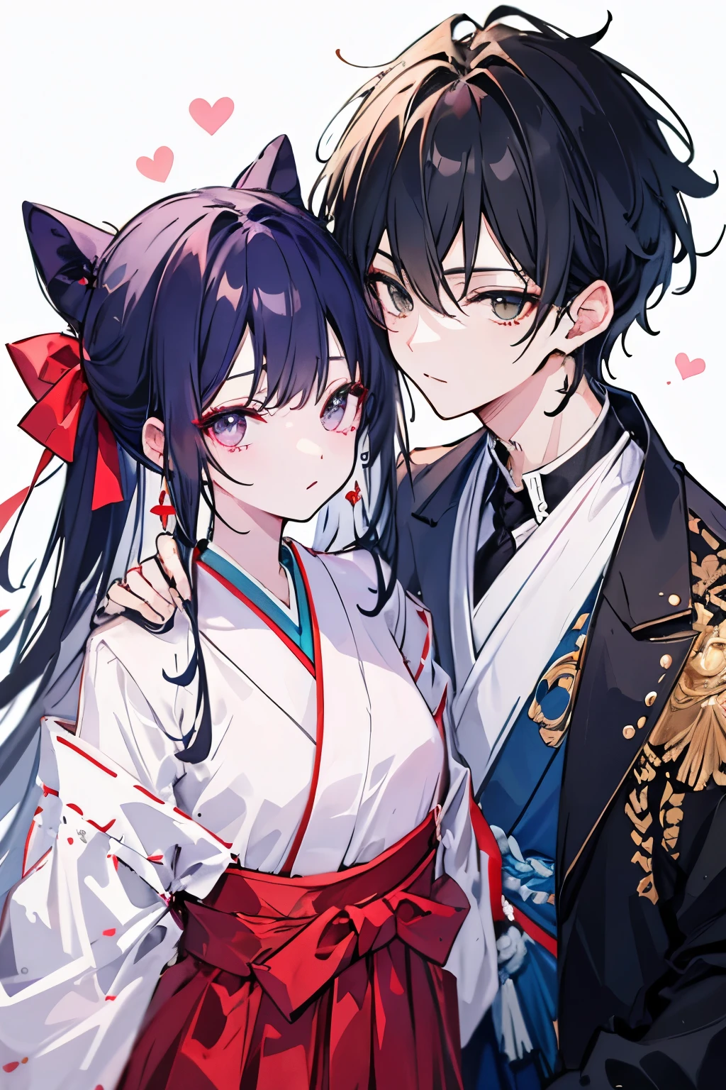 ((highest quality)), ((masterpiece)), (detailed), Perfect Face、
Long black hair swept over her shoulders、A fair-skinned, kind-looking handsome man with his hair tied up、Wearing hakama、
Lavender personification(male)