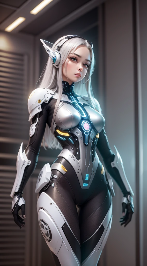 Character Sheet, complex 3d render ultra detailed of a beautiful Japanese girl android cyborg, robotic parts, beautiful studio soft light, rim light, vibrant details, luxurious cyberpunk, android body made of white and silver transparent glass and plastic, , silver metal internal body mechanisms, dynamic pose, flowing organic components, detailed engraving, lacework designs, glowing golden circuitry, art by H.R. Giger, Greg Rutowski