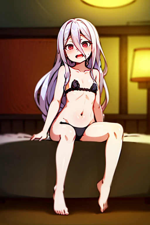 ((highest quality)), ((masterpiece)), (be familiar with), Perfect Face, indoor, Bedroom, Watching the audience,
One woman, Bai Zhi,
Open Mouth, Ecstatic expression, blush, smile,
Small breasts, Flat Chest, Young Girl, , , Girl,
Long Hair, Long Hair,
Leg spread,