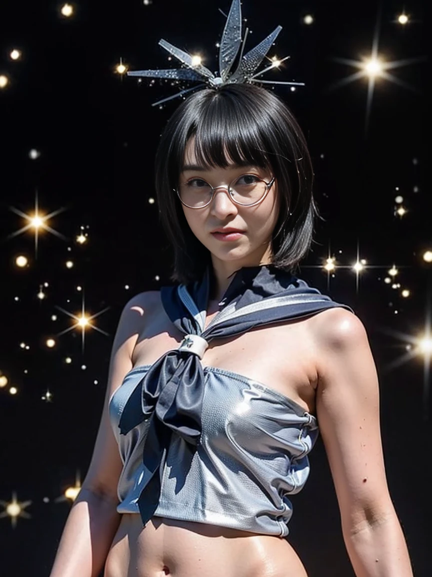 (8k, highest quality, ultra detailed:1.37), (Hana), 18yo, (a South Korean fashion model), struts confidently on the runway during a prestigious fashion week event. Naked, nude, shiny nipple, show armpit, Hana's elegance and poise captivate the audience. The high-resolution image captures ultra-detailed realism, highlighting Hana's captivating eyes, flawless complexion, and fashionable hairstyle. The glamorous runway and stylish set design add to the visual appeal, creating a visually stunning representation of Hana's success in the fashion industry.