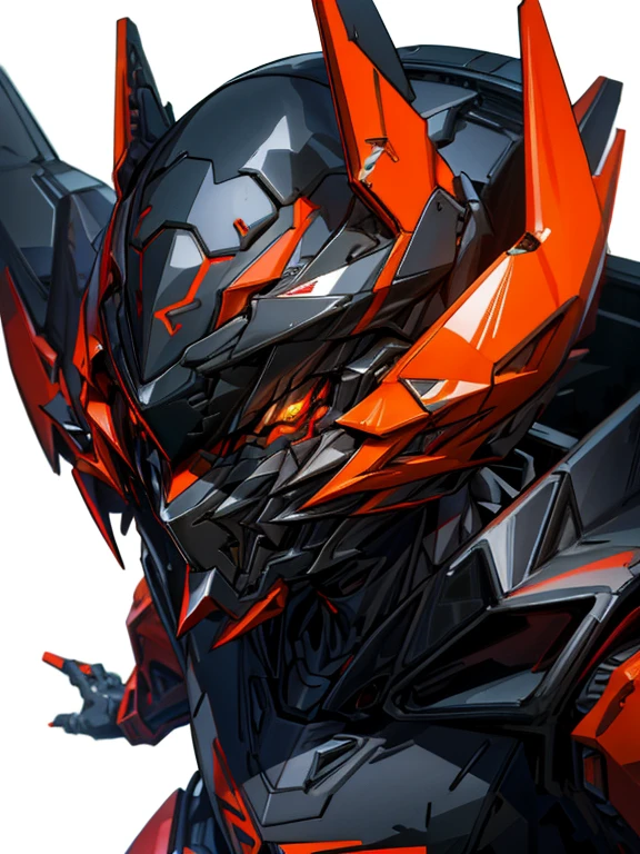 Bobcut Brown Hair cyber punk Orange Eyes Black and red outfit hoodie Hooded woman Dark expression whole mask