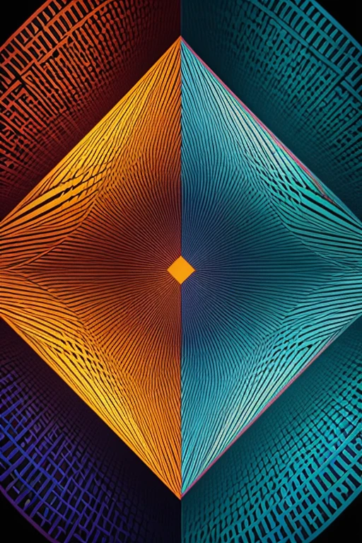 Two stunning digital eyes with vibrant, undulating colors, geometric patterns and harmony.