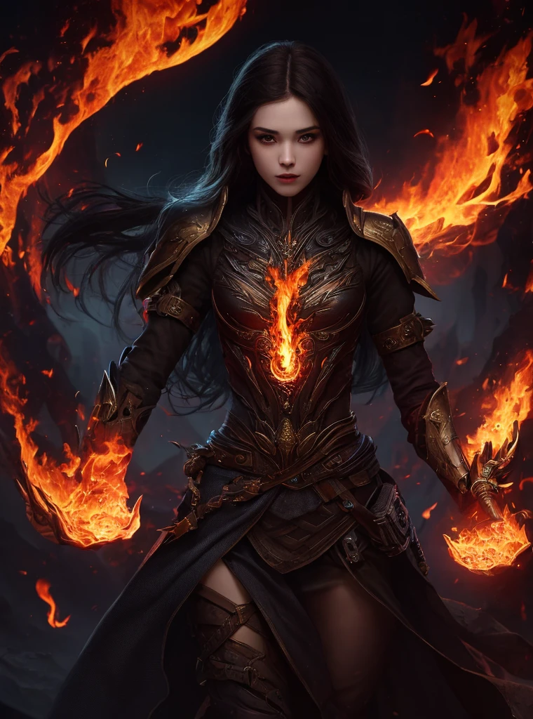 1girl,solo,masterpiece, best quality,fantasy,dark,shadow,
face is important,boy is important,eyes are important,rThe character is the main body of the work,(upper body),
flames,ruins, swirling magic,