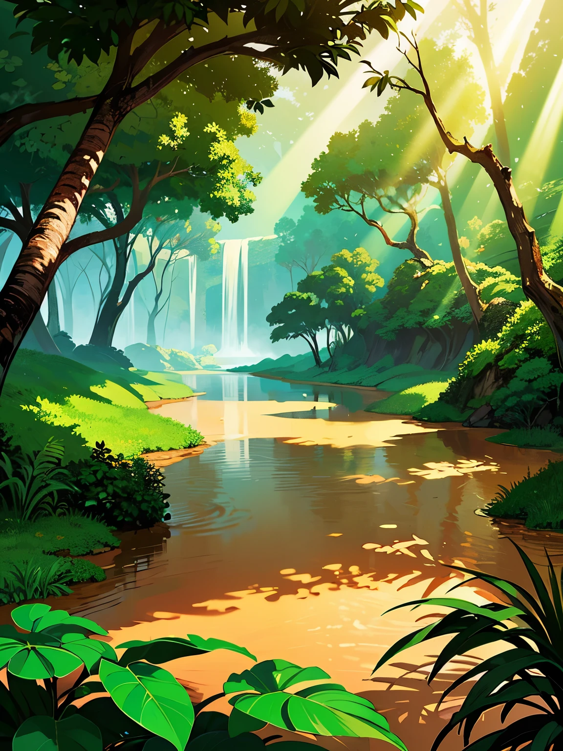 There are no people ,((Nobody is here)),((There are no artifacts
,Nature)),((The dense and rugged Big Amazon River jungle)),There is no road,No buildings、Nature,High quality,Detailed