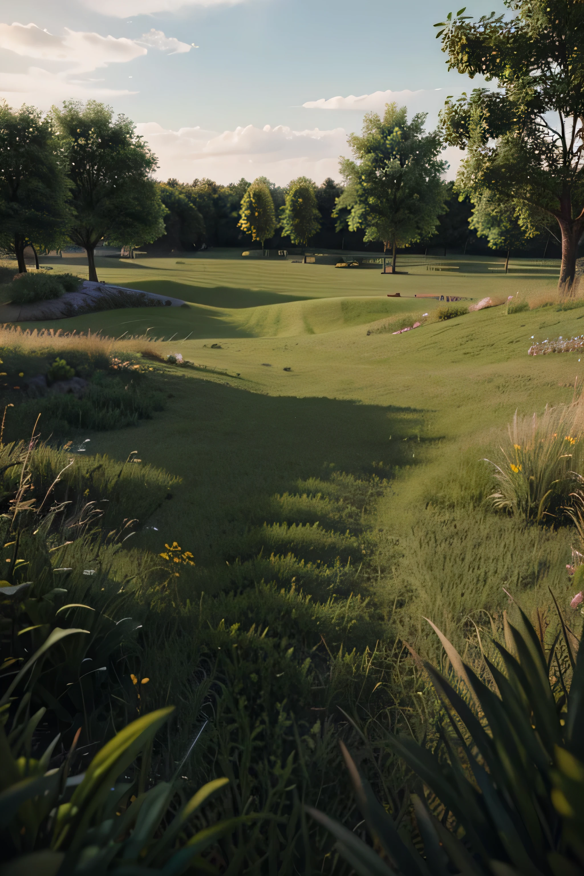 green grass meadow outdoor 3d-illustration