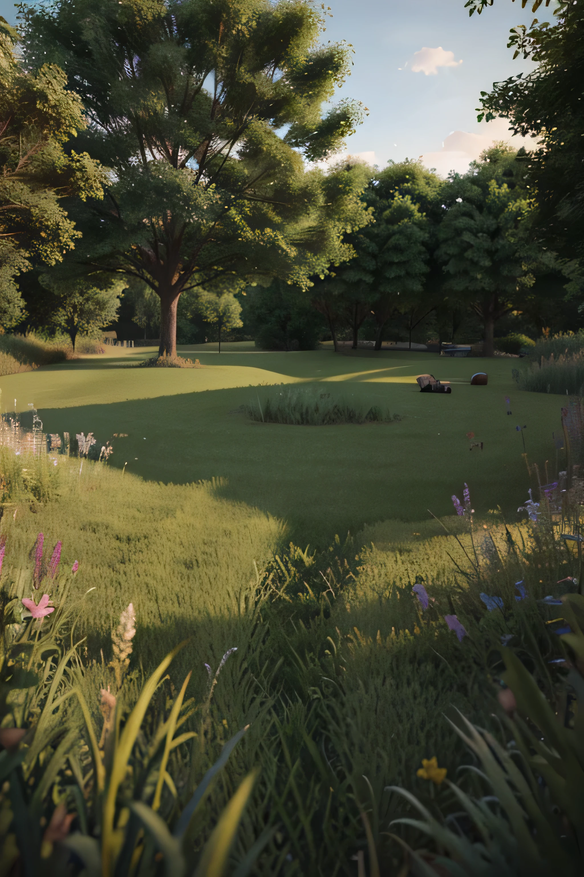 green grass meadow outdoor 3d-illustration