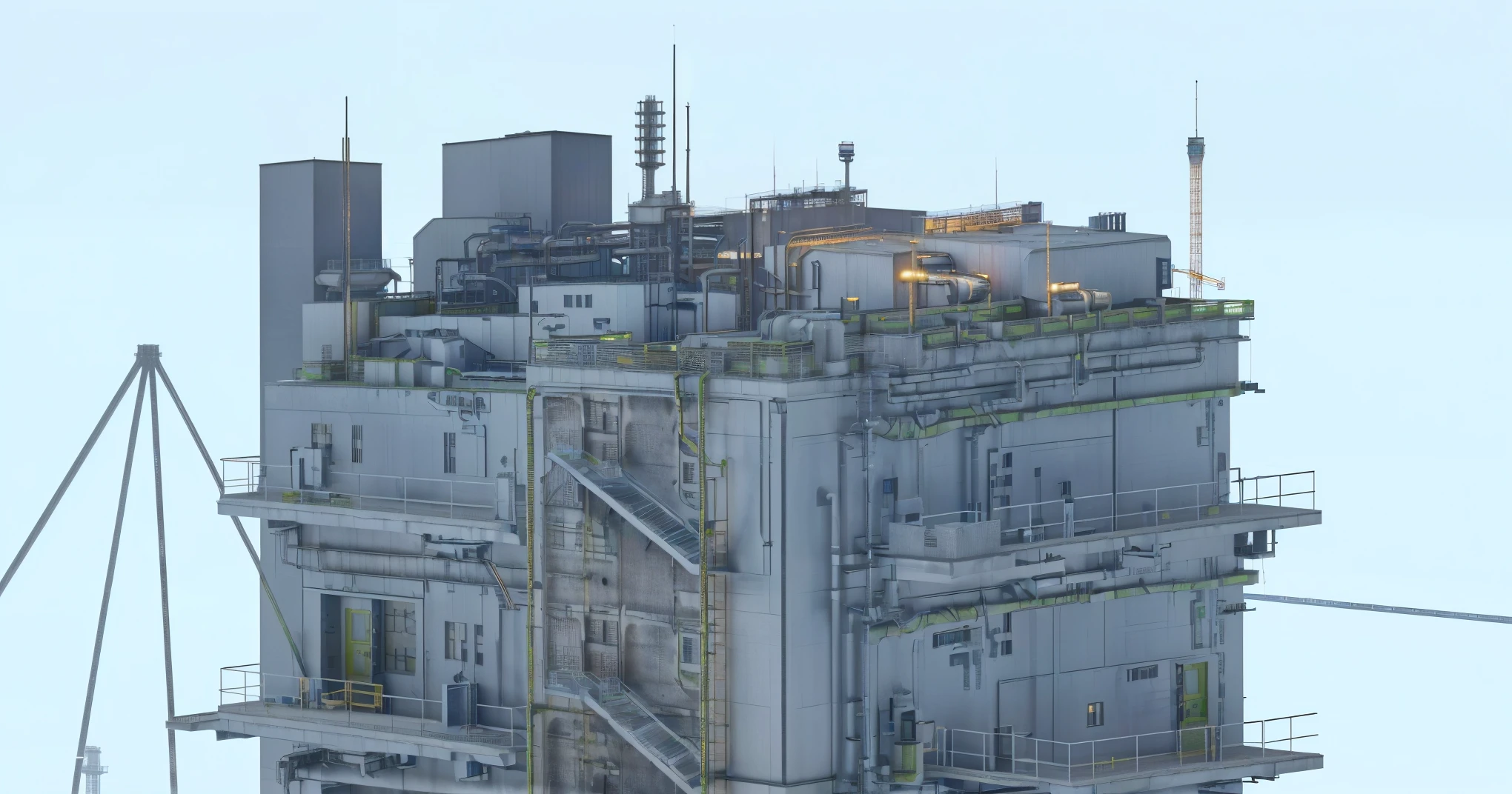 industrial building with a tower with a lot of windows and a lot of stairs, industrial plant environment, highly detailed model, detail render, digital model, extremely high level of detail, made from million point clouds, high detail render, high resolution and detail, complex detailed environment, detailed and complex environment, detailed scene, highly detailed and complex, high level of detail